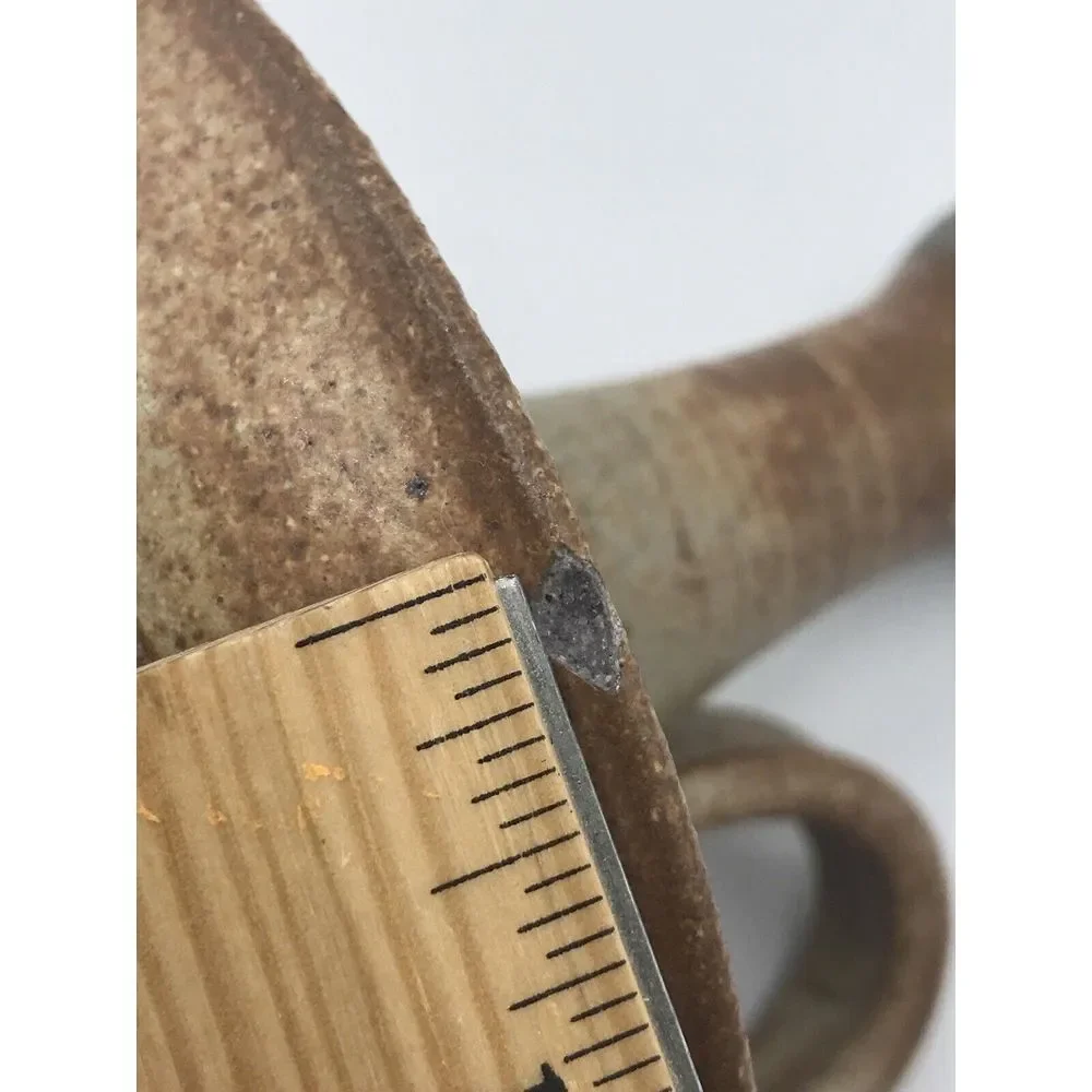 Studio‎ Art Pottery Candle Holder With Finger Loop Browns/blues Stoneware